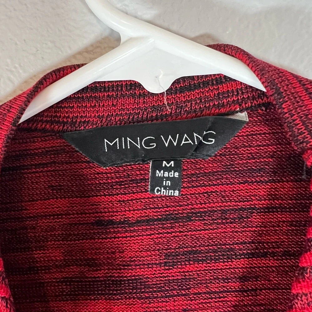 Ming Wang M Red and Black Striped‎ Women's cardigan